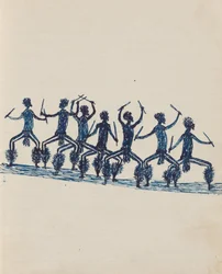 Kwat Kwat people - (Corroboree) Sketchbook hlavně o aktivitách domorodců a bělochů